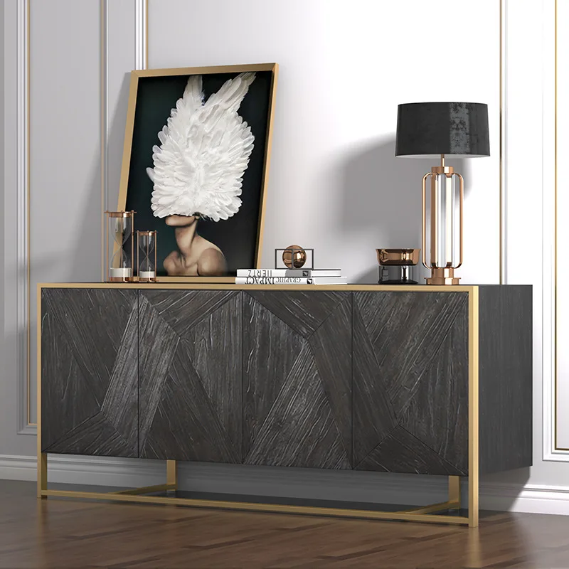 Luxurious Modern Large Family Storage Black Sideboard Cabinet MDF