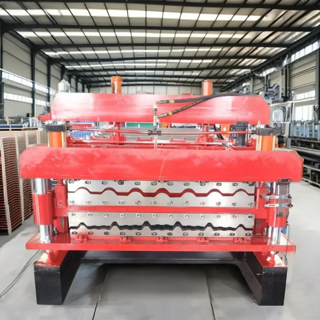 PLC Control Glazed Tile and Trapezoidal or Corrugated Roof Panel Roll Forming Machine Double Layer Metal Sheet Making Machine