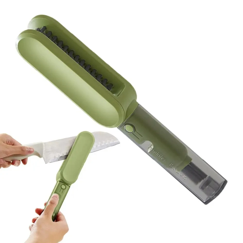 2024 New Double-sided Handheld spoon fork plate plastic kitchen knife cleaning brush