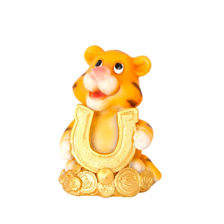 
Christmas Garden Resin Statue Gold Decoration Tiger Custom Money Box Statue 