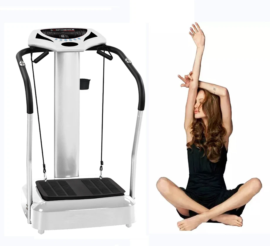 Body Fit and Shape Workout Platform Vibration Massage Crazy Machine with Elastic Ropes Heart Rate