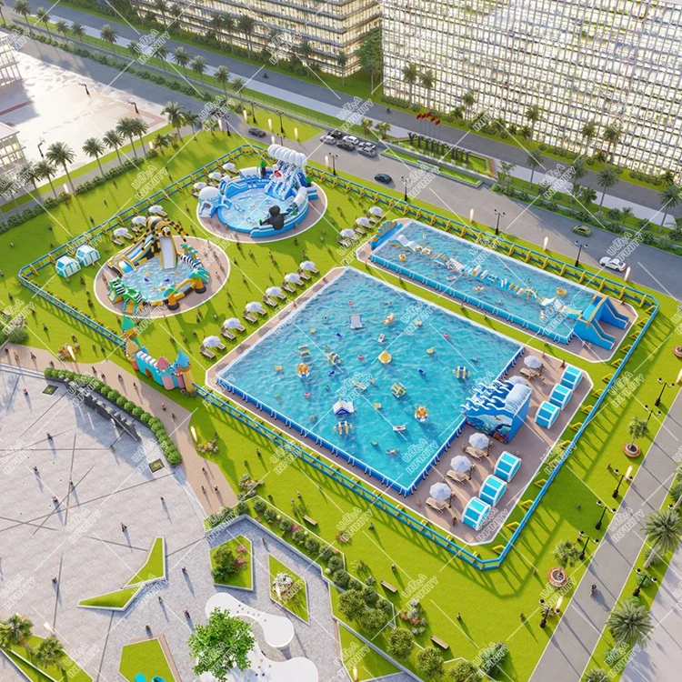 Parc Aquatique Custom Inflatable Ground Water Park Water Amusement Parks With Inflatable Pool For Sale