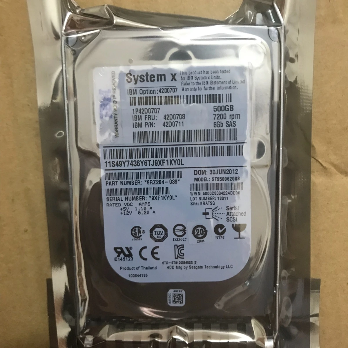 I BM 42D0707 42D0708 500G SAS 2.5 7.2K brand new server hard disk