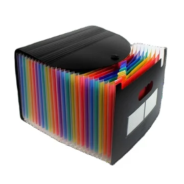Black Cover Desk Organizer Portfolio Plastic Rainbow Pockets Folders  Custom Logo Expanding Folders