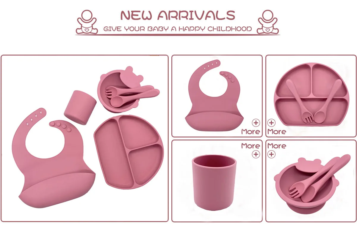 Silicone Feeding Set Training Snack Cup Spoon Fork Silicone Feeding Tableware for Baby