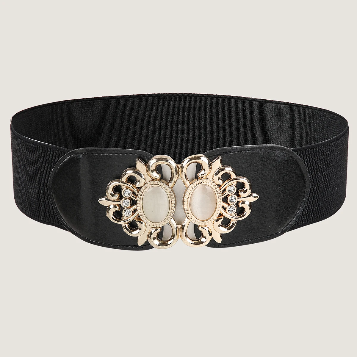 Wide wholesale women dress accessories retro wide elastic corset waist belts with rhinestone waistband for lady