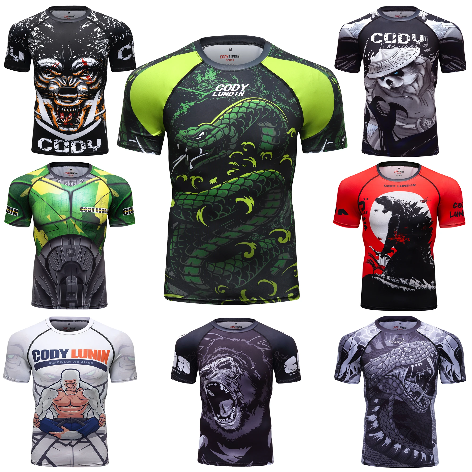 Wholesale Custom Printed Sport Clothes Men Full Sublimation Printing MMA Rash Guard Short Sleeve UV Protection Diving Swim Shirt
