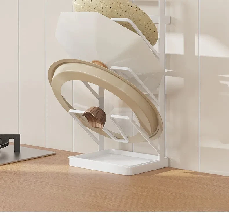 Simple Kitchen Wall Hanging Pot Lid Rack with Sitting Cuttinboard Storage Perforation-Free Table Type Made in China