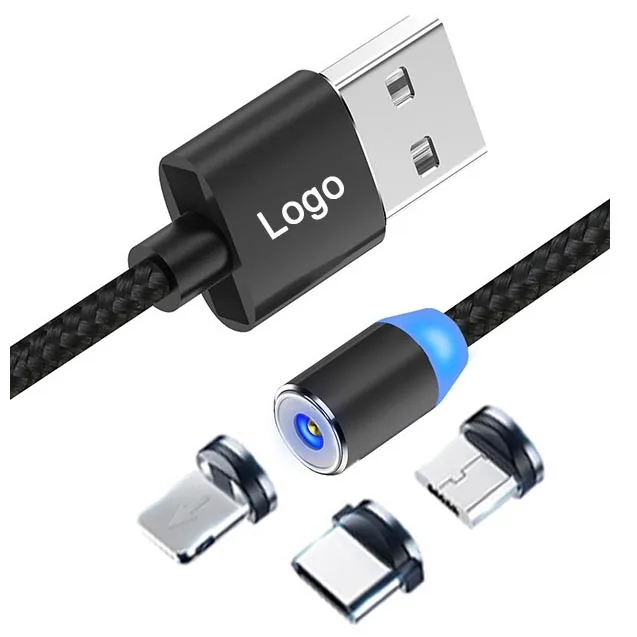 
1m 3.3FT Nylon Braided cable Micro USB Type C 3 in 1 magnet usb cable 