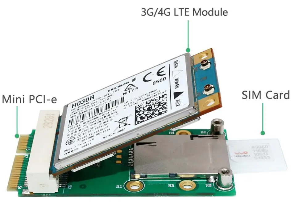 USB-адаптер Taidacent Mini PCIE преобразователь PCI-PCIE для 3G/4G модуля с держателем
