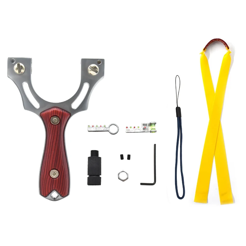 professional Hunting Slingshot High Quality Alloy Catapult With Flat Rubber Band Outdoor Shooting Slingshot
