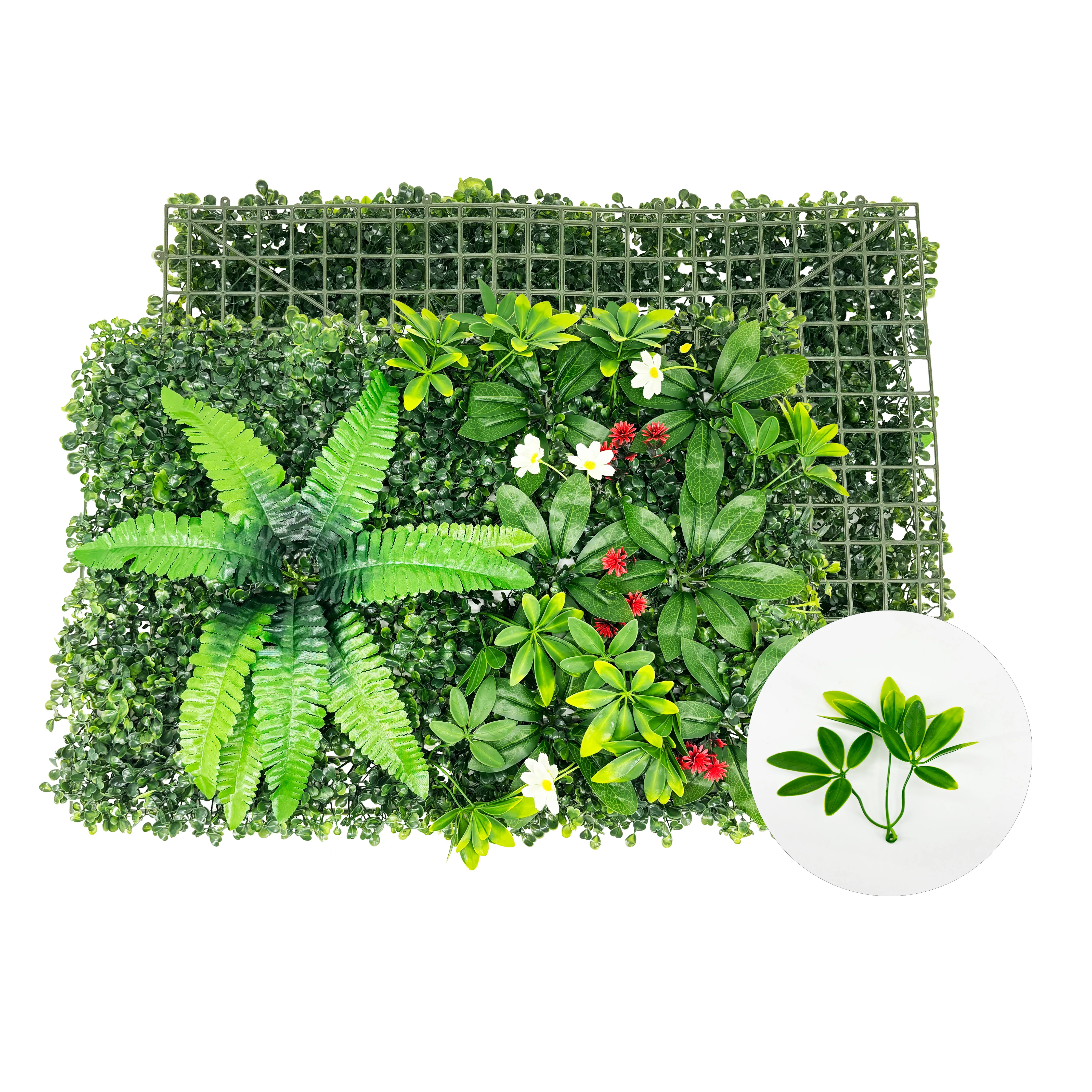2024 hot sale Garden Fence Backyard Decor artificial green grass and small flower wall artificial plant wall panel outdoor