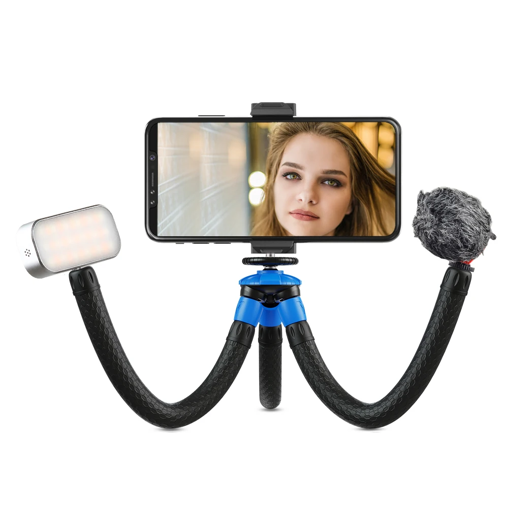 360 Degree Rotation Flexible Travel Tripod Light weight Travel Portable Vlog Video Octopus Detachable Selfie Stick Tripod