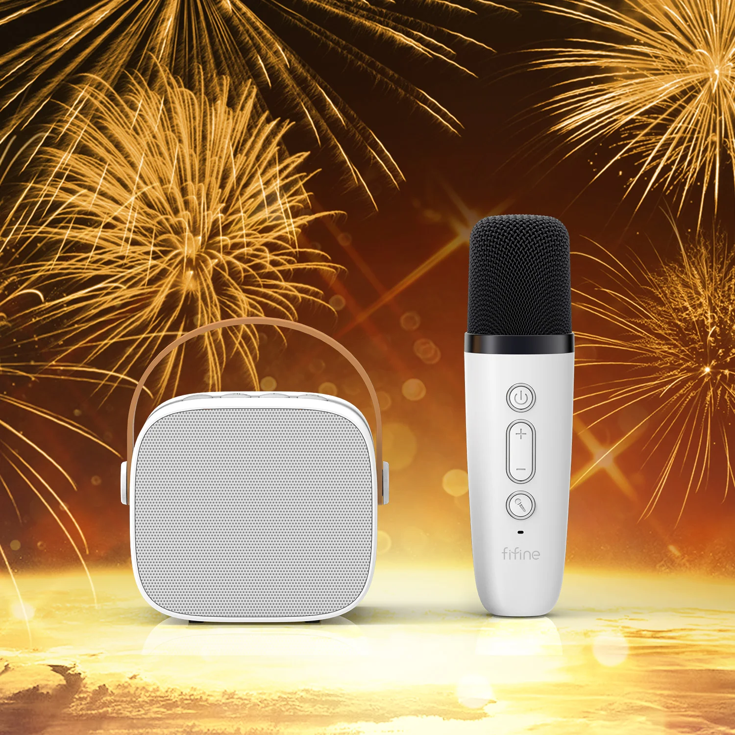 Fifine E1 рождественский подарок Портативная колонка для вечеринок 4 в 1 беспроводной микрофон караоке мини-микрофон с динамиком