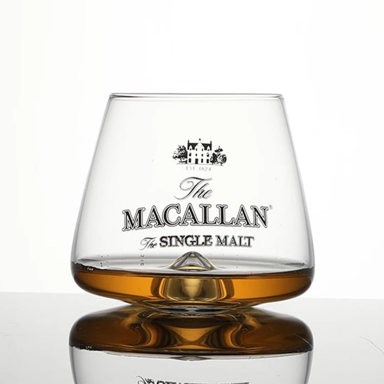 Wholesale Clear Whisky Glasses 10 Oz Printed Logo Whiskey Glass With Concave Bottom For Drinking