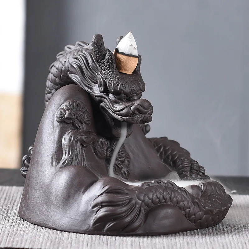 Orthodox Incense New Burner Mubkhar Incense Burner Waterfall Smoke Dragon Incense Holder Custom Dragon Head Stone Ceramic 800g