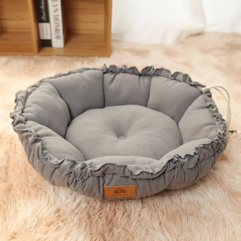 High Quality Soft Plush Round Thickened Pet Non-slip Warm Sofa Dog Pet Bed for Sleeping