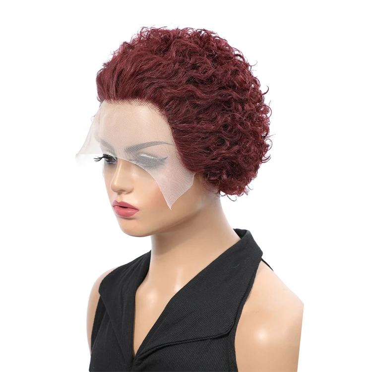 XCCOCO Lace Front Human Hair Wigs For Black Women Jerry Curl Pixie Cut Wig Brazilian Remy Hair Pixie Cut Wig