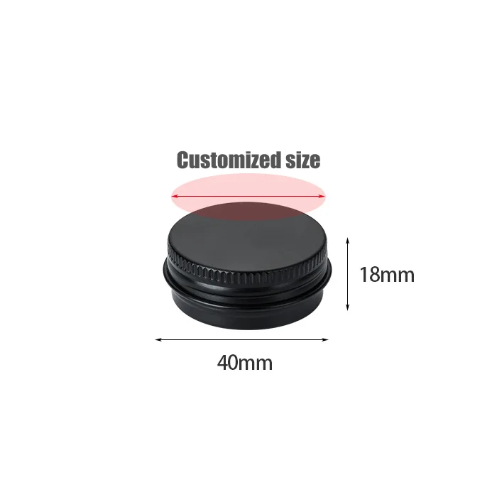 Stock refillable black skincare container 15ML 15g 40*18mm empty screw metal cosmetic packaging storage balm tin aluminum jar