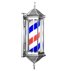 Waterproof Outdoor Retro Barbershop Pole Illuminating Rotating Wall-Mounted Lamp