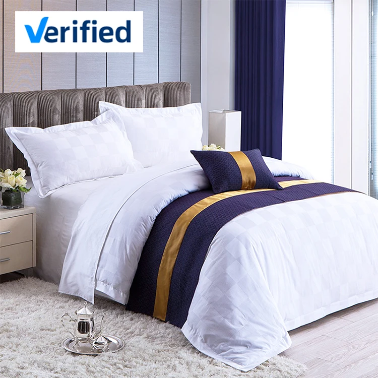 hotel bed linen set wholesale custom sheet duvet cover jacquard weave 100% cotton white hotel bedding set