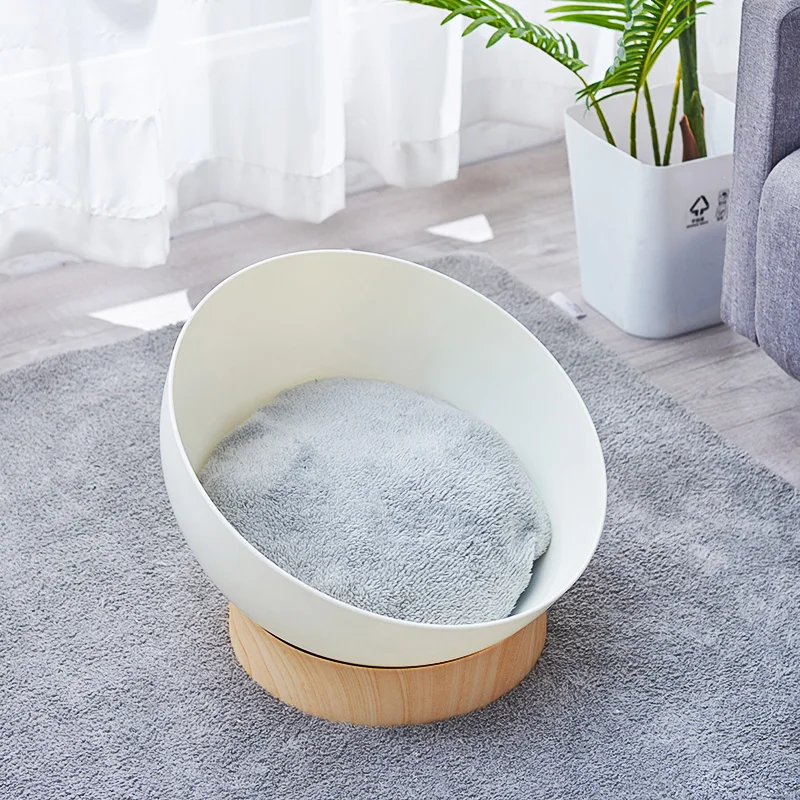 Wholesale Modern Plastic Semi-open Wooden Cat Nest Hemisphere Nest Pet Sleeping Plush Pets Beds And Houses