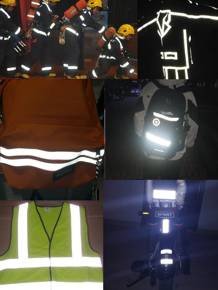 Hi vis washable reflective silver grey polyester fabric tape stripes sew on safety clothes