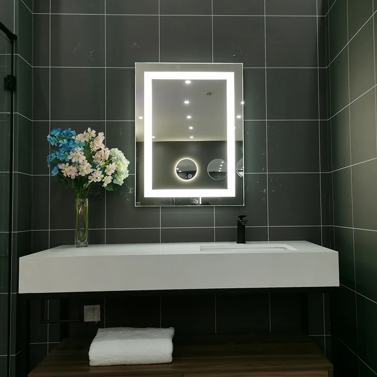 Factory HZW bathroom smart light mirrors hotel renovation full UL CE 24*36/60*36 touch sensor anti-fog CCT3000K-6000K mirror led