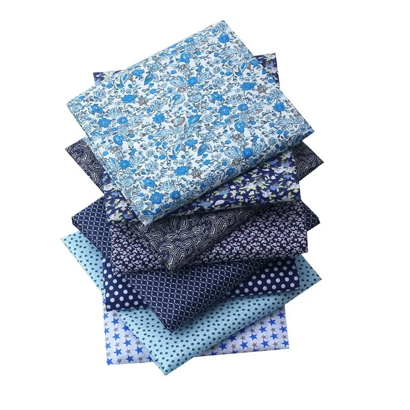 8pcs Precut 50cm x 50cm  Floral Patterns Quarter Navy Blue 100% Cotton Quilting Squares Bundles For Patchwork DIY Sewing