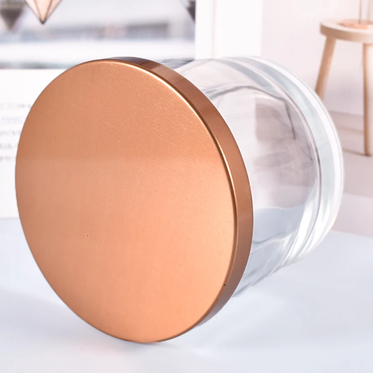 Thick wall round 280ml custom candle clear glass containers painted religious glass candle jars with metal lid