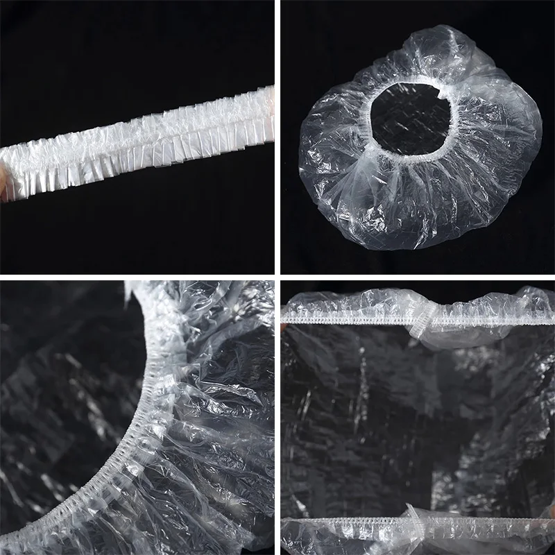 Hair Processing Waterproof Plastic Disposable Clear Hair Shower Cap for Women Hair SPA Salon Hotel Travel