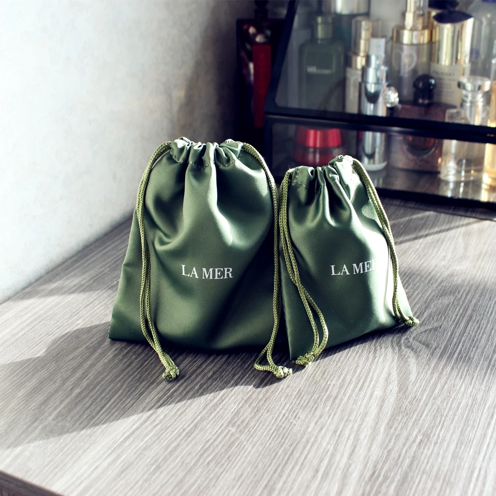 Custom logo satin bags printed velvet jewelry packaging pouch bag