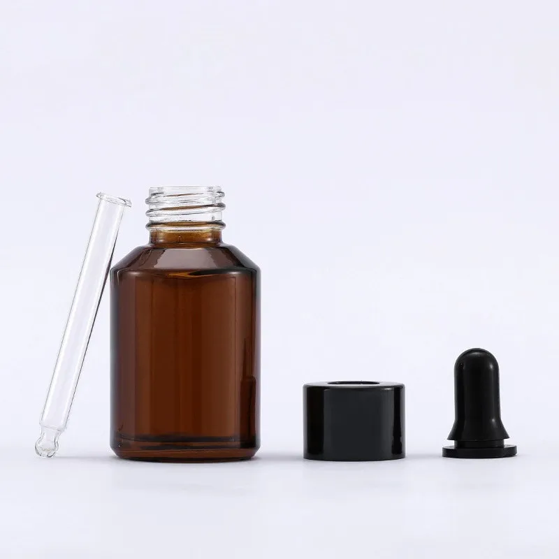 30ml Face Essence sloping shoulder glass dropper glass bottle with amber and Pickles green color