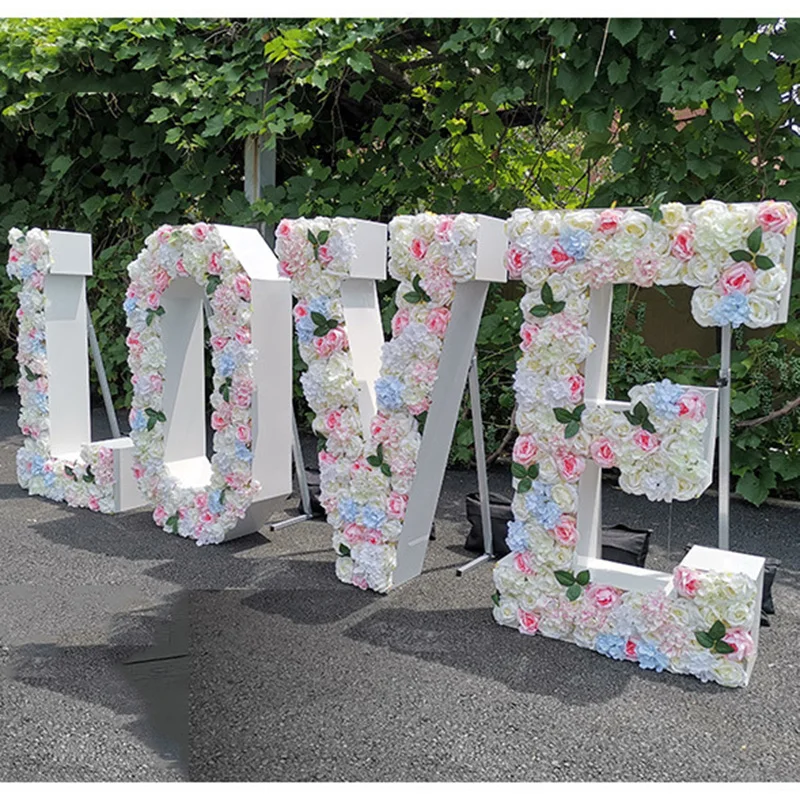 Оптовая продажа, романтические искусственные цветочные буквы, любовь, свадьба, декорация, роза, цветок, буква, настенный фон