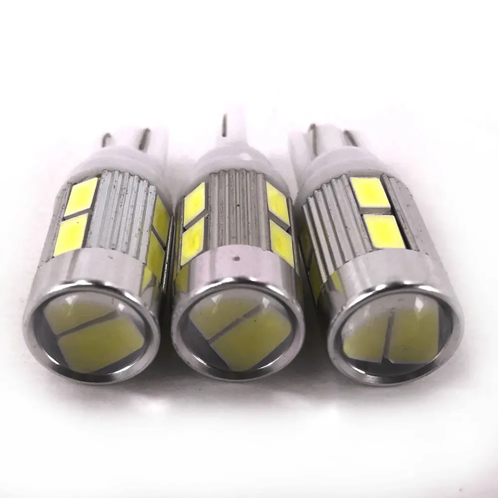 T10 Led W5W 168 Car Wedge Interior Dome Lighting Lamp 5630 6SMD 10SMD DC12V Silica Gel Turn Side Bulbs 6000K White 194 Led Bulb