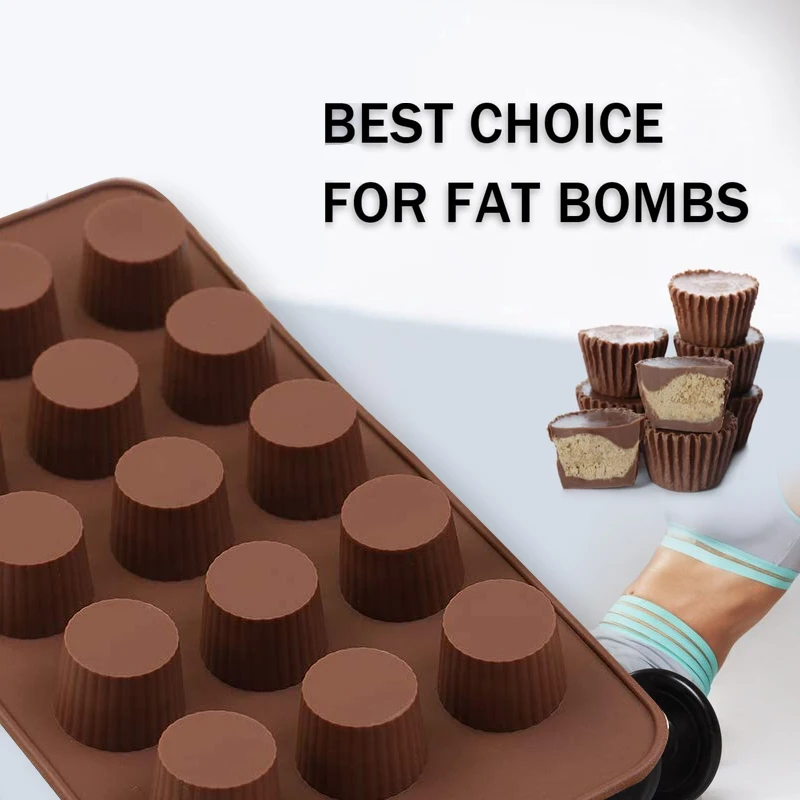 Customized 15-Cavity Non Stick Food Safety Mini Cup Chocolate Mould Silicone Peanut Butter Molds For Diy Baking