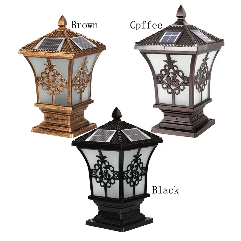 IP65 waterproof outdoor high lumen solar gate post pillar light led