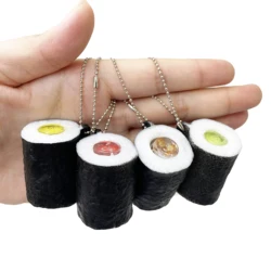 Hot Seller TPR Fidgets Toys Sushi Pop Squeeze Rubber Sushi Squishy Stress Keychain Toys