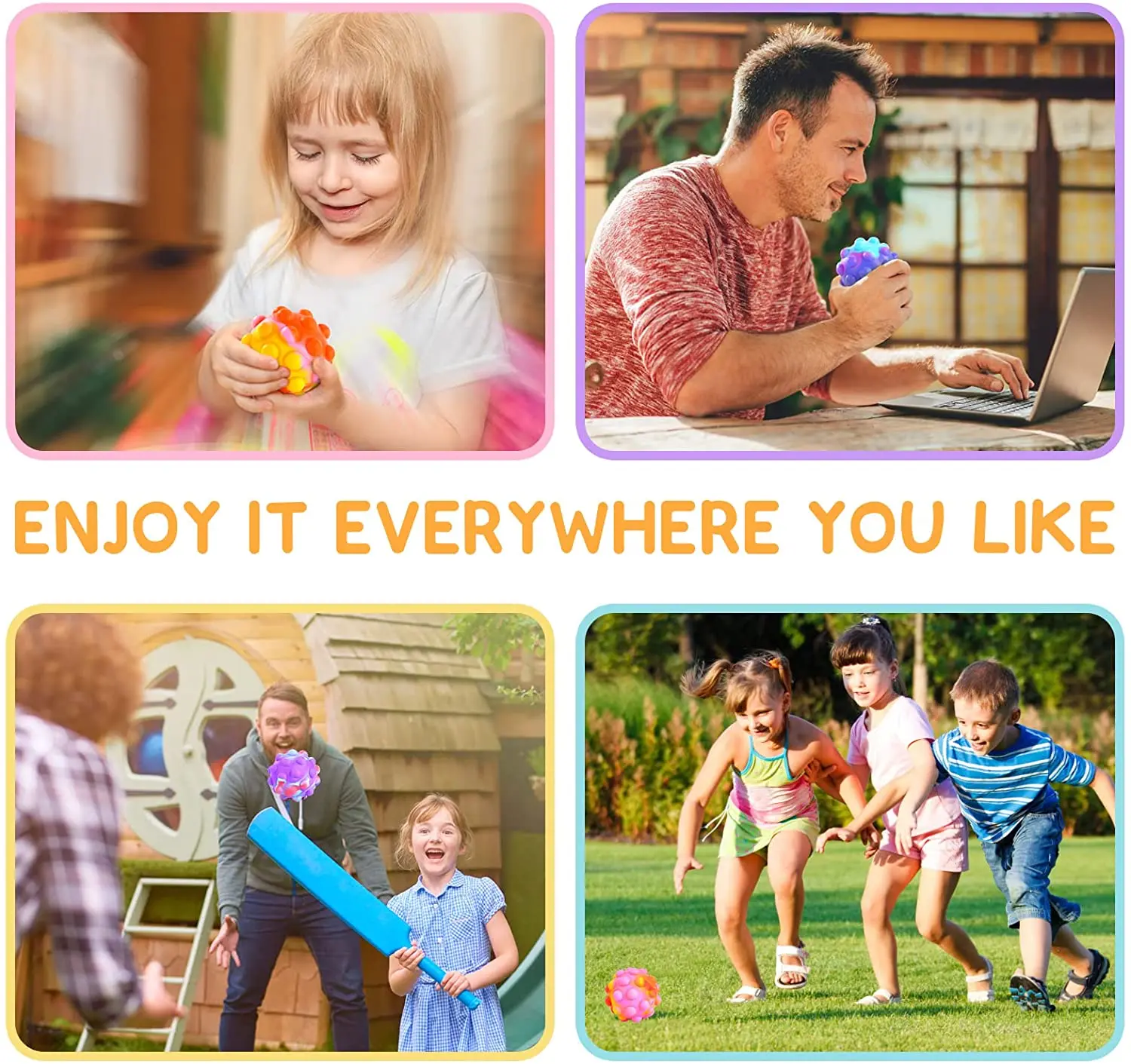 New Design Wholesale Anti-anxiety Squeeze Ball 3D Silicone Push Bubble Toy Pop Sensory Stress Fidget Stress Ball Toy