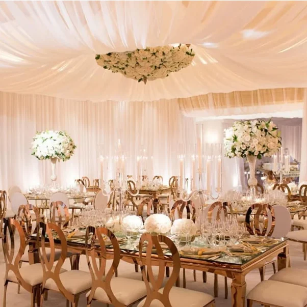 2024 wholesale event chair dubai metal gold high quality modern luxury wedding chair with cushion