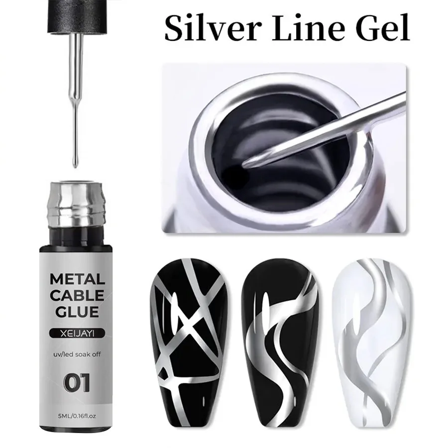 Nail Polish Rose Gold Silver Super Bright Chrome 5ml Metallic Liner Painting Mirror Effect Drawing French Gel Nail Art Varnish