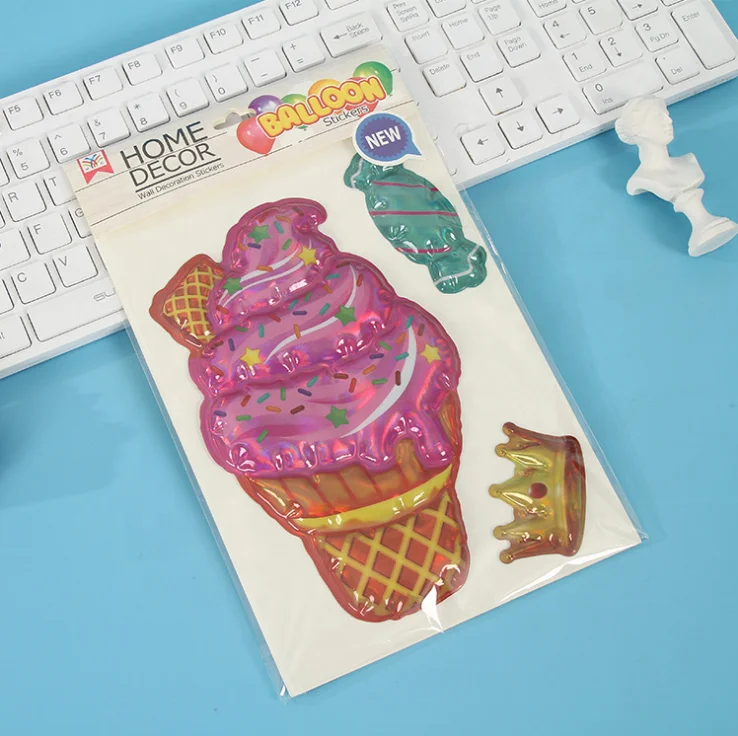 
Custom Full Color Printing Decorative Cartoon 3D Cute Embossed Eva Foam Puffy Dome Epoxy Sticker For Kids 