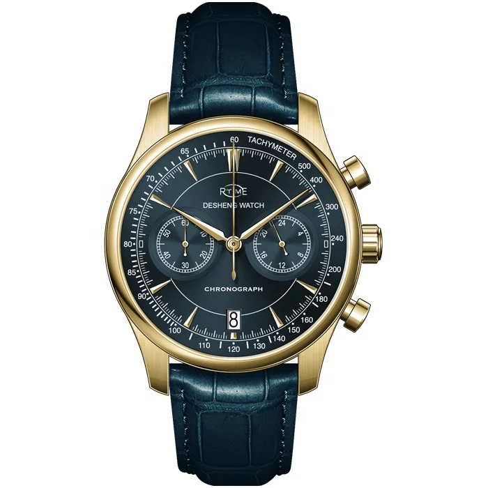 Custom mens luxury watch stainless steel Japanese chronograph branded watches