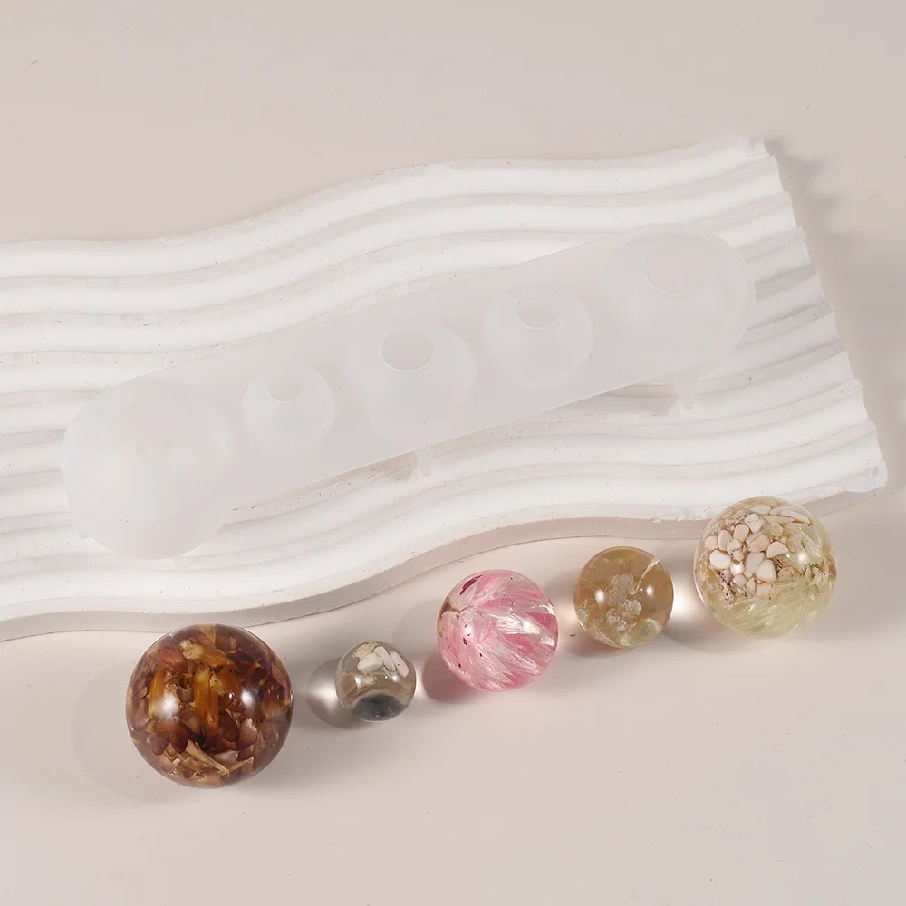 5 in 1 Beads Crystal Epoxy Resin Mold 20 25 30 35 40mm Small Ball Silicone Resin Molds  Bead Candles Silicone Mold