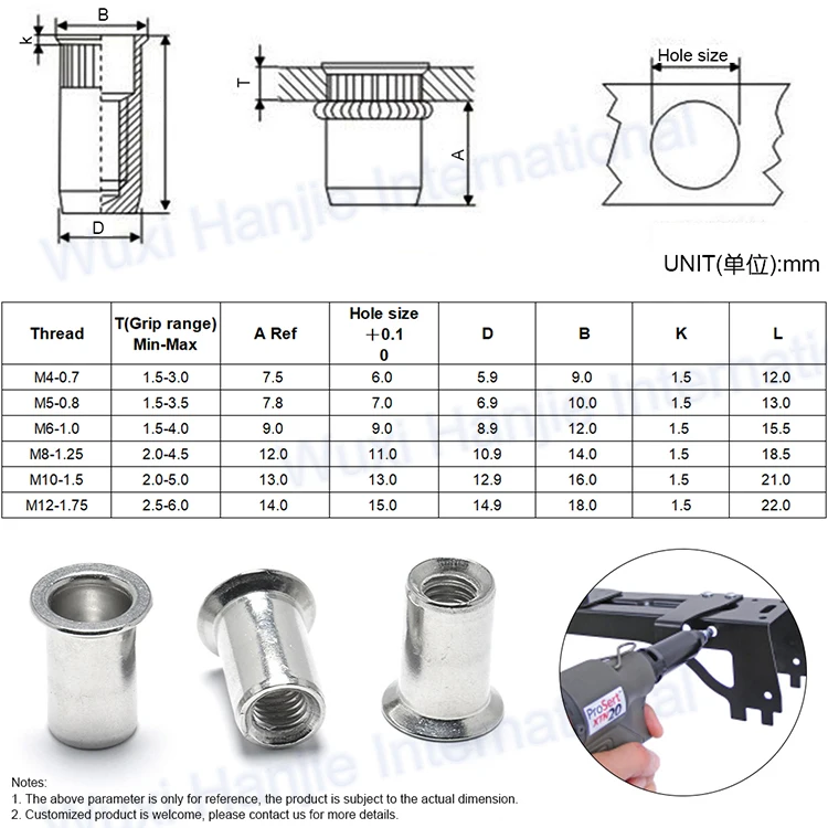 Furniture Use Hot Sale Stainless Steel CSK Head Plain Body Rivet Nuts with Open End