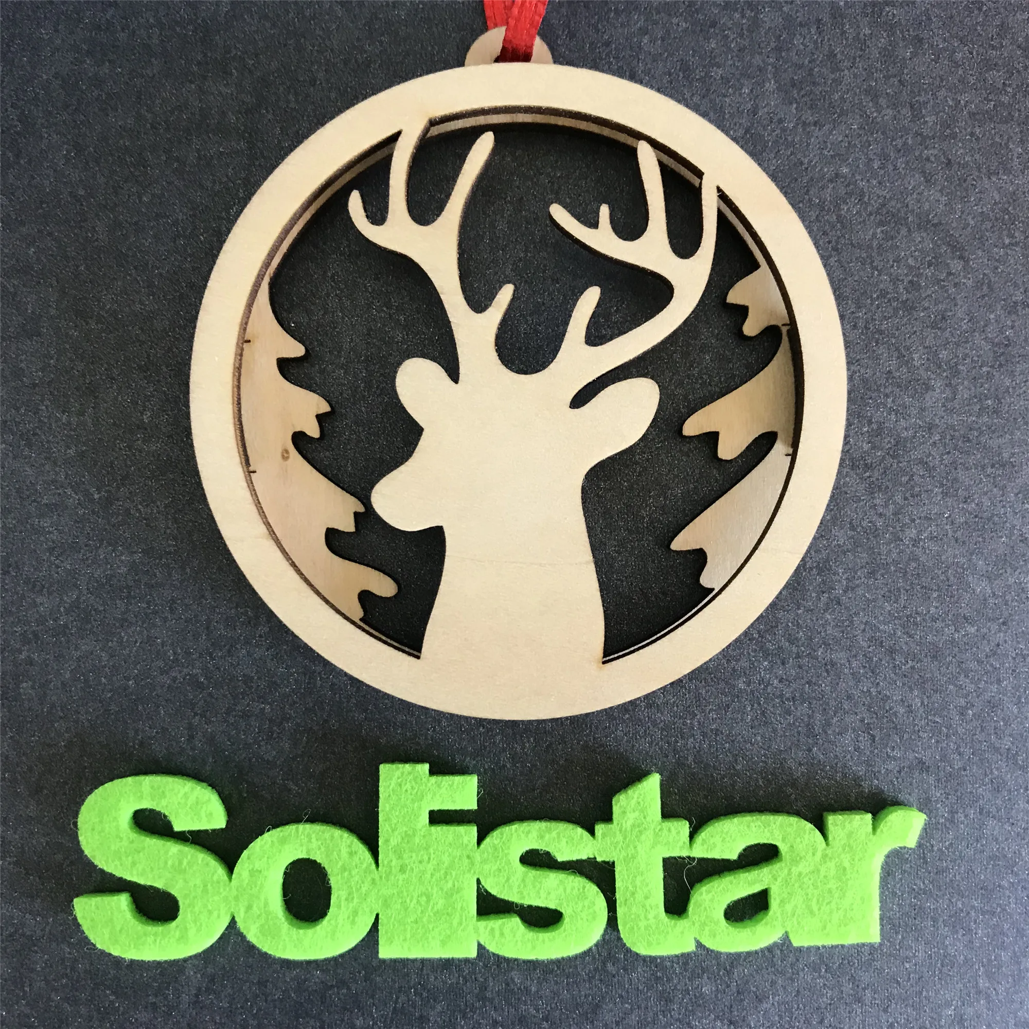 Beautiful wooden Christmas pendant 2 layer ornament for hanging on the Christmas tree
