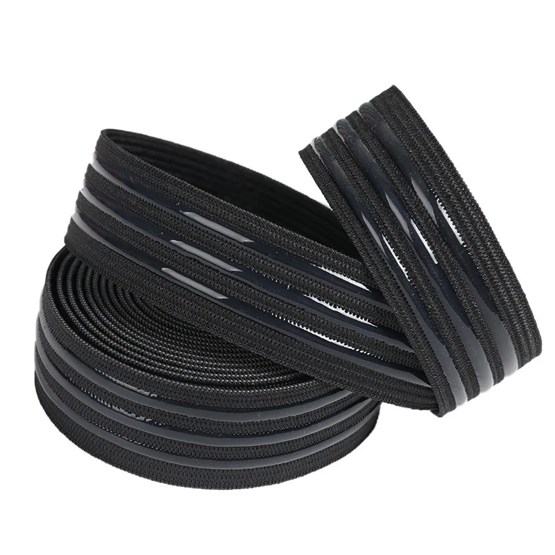Custom Waterproof Eco-Friendly Nylon Coated Anti Slip Band Silicone Elastic Gripper Webbing Tape for Swimming Cloth
