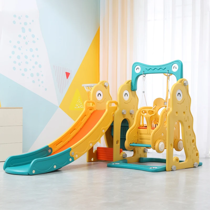 Wholesale toddler high quality indoor baby plastic animal slide and swing kids slides for children playground and swing play set