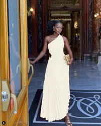 New Arrival Sexy Solid Evening Dresses 2023 Waist Slim Ruffle Irregular Long Party Dress Elegant Dress For Women