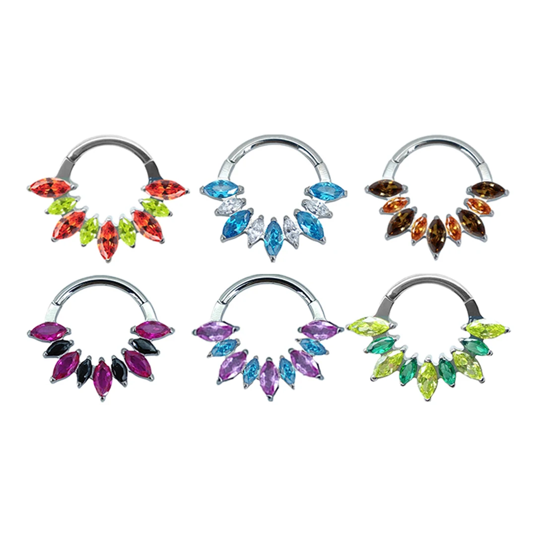 Calenдо горячая Распродажа ASTM F136 титановая маркиза CZ кластер шарнирно-сегментный кликер свадебный подарок